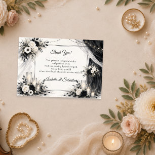 Elegante monochrome Hochzeit Dankeskarte