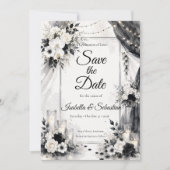 Elegante monochrome Hochzeit Save The Date (Vorderseite)