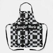elegante, monochrome, karierte Blumendreiecke Schürze (Vorderseite)