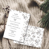 Elegante, monochrome, klassische Hochzeit der Blum Einladung