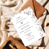 Elegante, monochrome, klassische Hochzeit der Blum Einladung