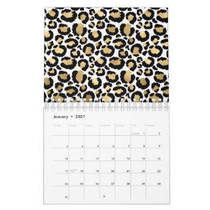 Elegante monochrome Leopardenflecken wilde Glamour Kalender