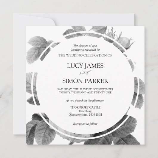 Elegante monochrome Vintage französische Rose (Vorderseite)