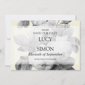 Elegante monochrome Vintage französische Rose Save The Date