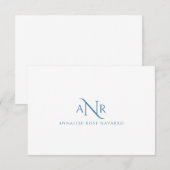 Elegante Monogram 3 Erstname Blue Note Card Mitteilungskarte (Vorne/Hinten)