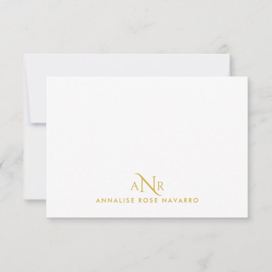 Elegante Monogram 3 Erstname Gold Note Card Mitteilungskarte (Vorderseite)