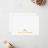 Elegante Monogram 3 Erstname Gold Note Card Mitteilungskarte (Vorderseite/Rückseite Beispiel)