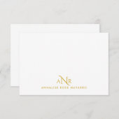 Elegante Monogram 3 Erstname Gold Note Card Mitteilungskarte (Vorne/Hinten)