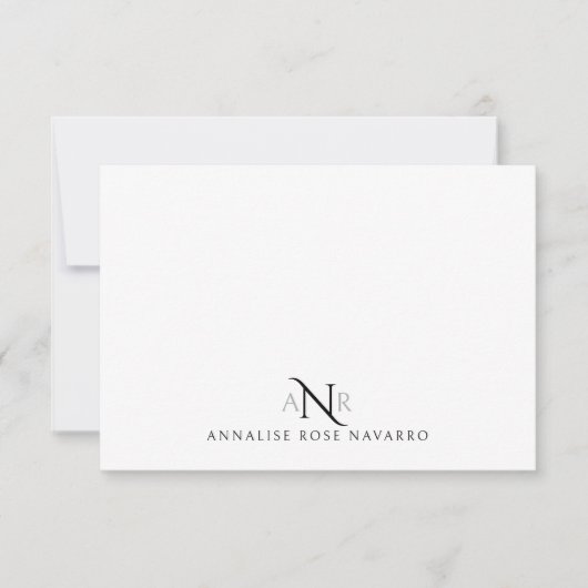 Elegante Monogram 3 Erstname Note Card Mitteilungskarte (Vorderseite)