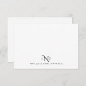 Elegante Monogram 3 Erstname Note Card Mitteilungskarte (Vorne/Hinten)