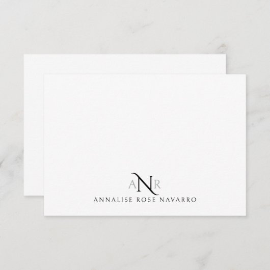 Elegante Monogram 3 Erstname Note Card Mitteilungskarte (Vorne/Hinten)