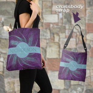 Elegante Monogram Abstrakt Spiral Lila Aquamarin Tasche