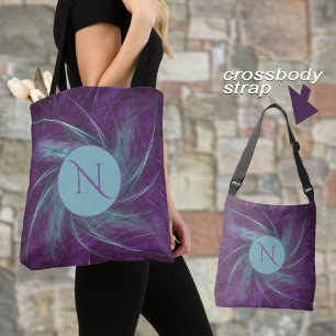 Elegante Monogram Abstrakt Spiral Lila Aquamarin Tasche