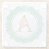 Elegante Monogram Anfangsbuchstaben mit Mandala Glasuntersetzer (Rückseite)