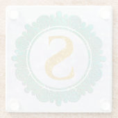 Elegante Monogram Anfangsbuchstaben mit Mandala Glasuntersetzer (Rückseite)