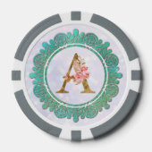 Elegante Monogram Anfangsbuchstaben mit Mandala Pokerchips (Vorderseite)