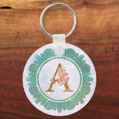 Elegante Monogram Anfangsbuchstaben mit Mandala Schlüsselanhänger (Vorderseite)