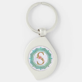 Elegante Monogram Anfangsbuchstaben mit Mandala Schlüsselanhänger