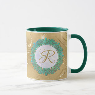 Elegante Monogram Anfangsbuchstaben mit Mandala Tasse