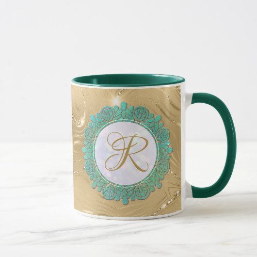 Elegante Monogram Anfangsbuchstaben mit Mandala Tasse (Rechts)