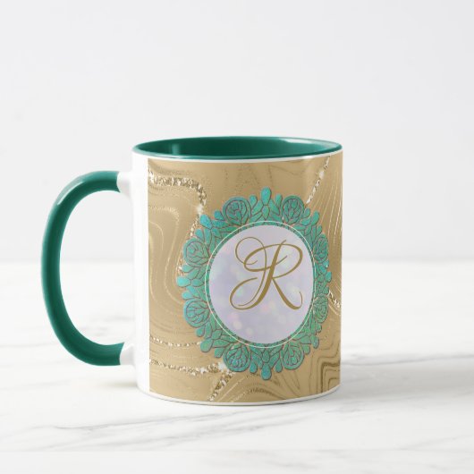 Elegante Monogram Anfangsbuchstaben mit Mandala Tasse (Links)