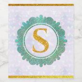Elegante Monogram Anfangsbuchstaben mit Mandala Weinetikett (Einzelnes Label)