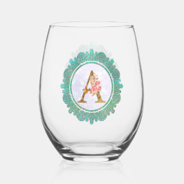 Elegante Monogram Anfangsbuchstaben mit Mandala Weinglas Ohne Stiel