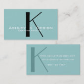 Elegante Monogram Aqua benutzerdefinierbare Visite Visitenkarte (Vorne/Hinten)