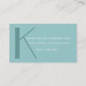 Elegante Monogram Aqua benutzerdefinierbare Visite Visitenkarte (Rückseite)