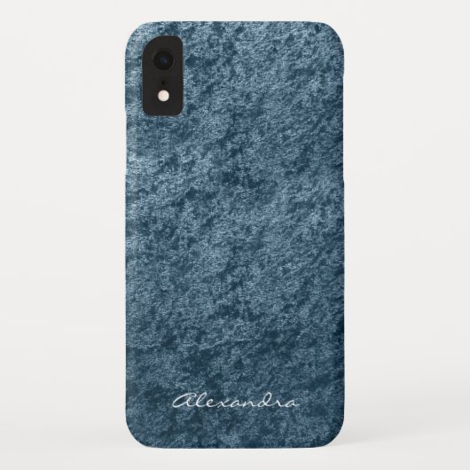 Elegante Monogram Aquamarin Aqua Blue Velvet Case-Mate iPhone Hülle (Rückseite)