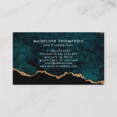 Elegante Monogram Aquamarin Green Marble Agate Geo Visitenkarte (Rückseite)