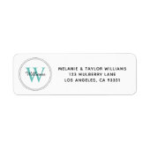 Elegante Monogram Aquamarine grüne Rücksendeadress (Vorne)