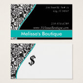 Elegante Monogram aquamarine Preismarke (Vorne & Hinten)
