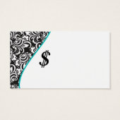 Elegante Monogram aquamarine Preismarke (Rückseite)
