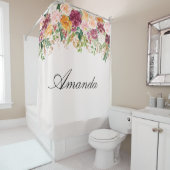 Elegante Monogram Aquarell Rose Garden Duschvorhang (Beispiel)