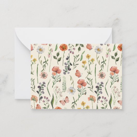 Elegante Monogram Aquarellfarben-Wildblume Mitteilungskarte (Rückseite)