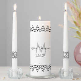 Elegante Monogram Art Deco Herz Hochzeit Kerzenset