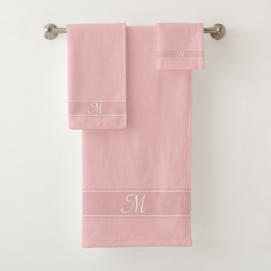 Elegante Monogram auf Baby Pink Shades Badhandtuch Set (Insitu)