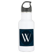 Elegante Monogram auf einem Blue Art Deco Square Trinkflasche (Vorderseite)