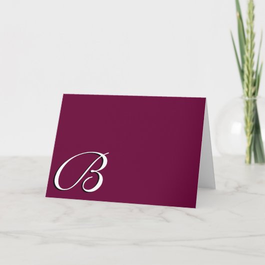 Elegante Monogram B Burgundy Cards für Hochzeiten (Vorderseite)