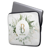 Elegante Monogram B Fern & Sukkulent Laptop-Sieb Laptopschutzhülle (Vorderseite Links)