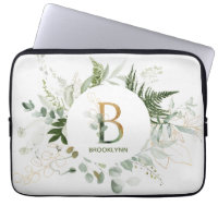 Elegante Monogram B Fern & Sukkulent Laptop-Sieb