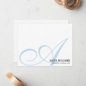 Elegante Monogram Baby Blue Simple Business Mitteilungskarte (Vorderseite/Rückseite Beispiel)