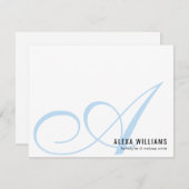 Elegante Monogram Baby Blue Simple Business Mitteilungskarte (Vorne/Hinten)