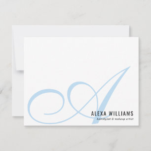 Elegante Monogram Baby Blue Simple Business Mitteilungskarte