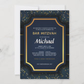 Elegante Monogram Bar Mitzvah Navy Gold Einladung (Rückseite)