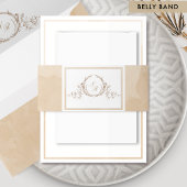 Elegante Monogram Beige Cream Watercolor Hochzeit Einladungsbanderole