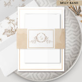 Elegante Monogram Beige Cream Watercolor Hochzeit Einladungsbanderole
