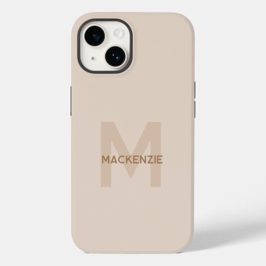 Elegante Monogram Beige Gold Moderne Typografie Na Case-Mate iPhone Hülle (Rückseite)