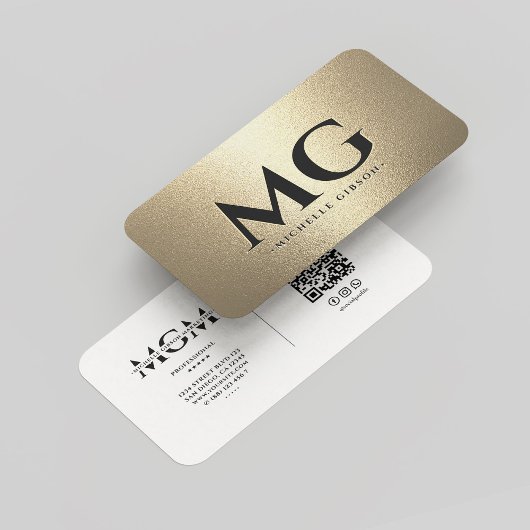 Elegante Monogram Beruflich Gold White Modern Visitenkarte
